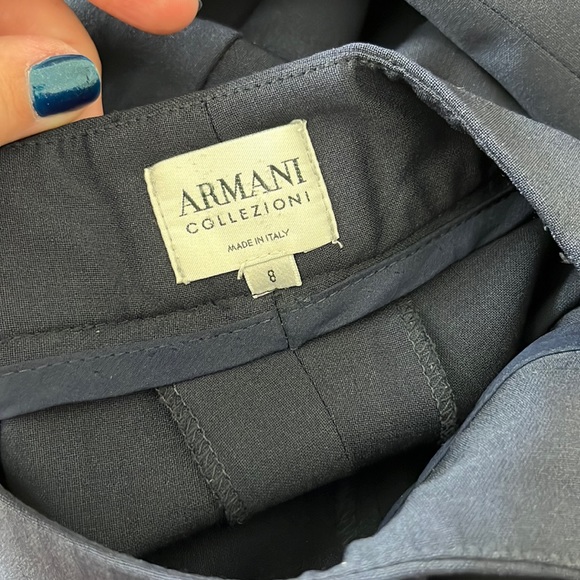 Armani Collezione Silk Wool Stretch Flat Front Side Zip Trousers - Picture 9 of 9